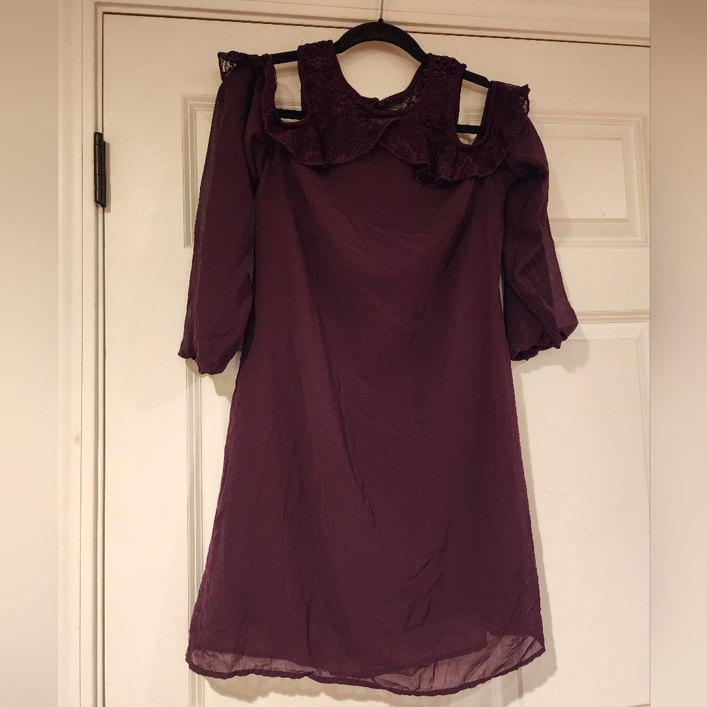 Maurices plum colored cold shoulder dress XS